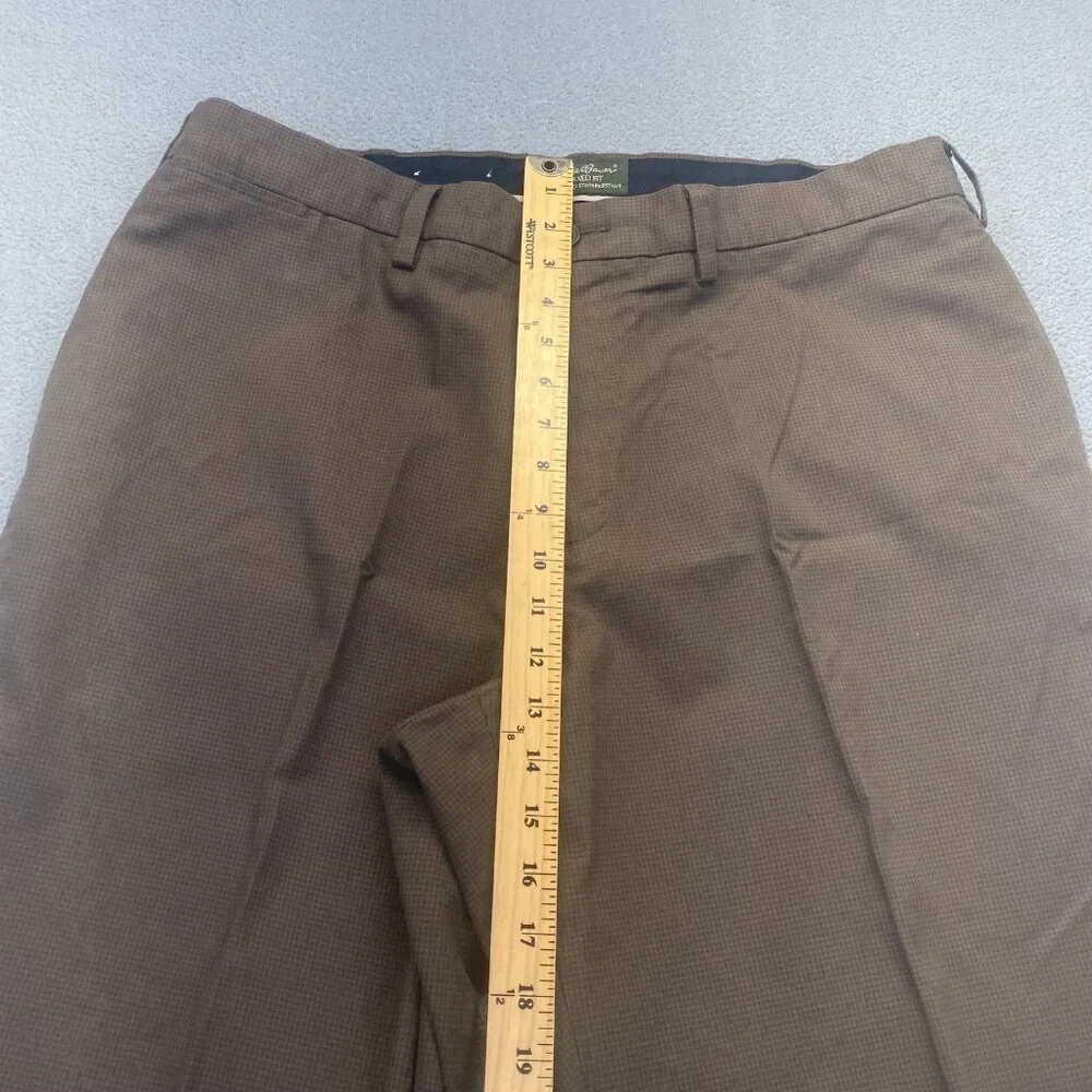 Eddie Bauer Brown Dress Pants Men's Size 38X32 Relaxed Fit,Flat Front,100% Cotto